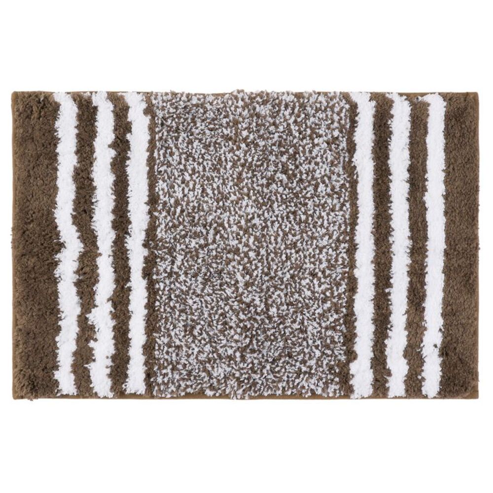 Soft and Absorbent Microfiber Bath Rugs  Fluffy Striped 20" x 32" Brown
